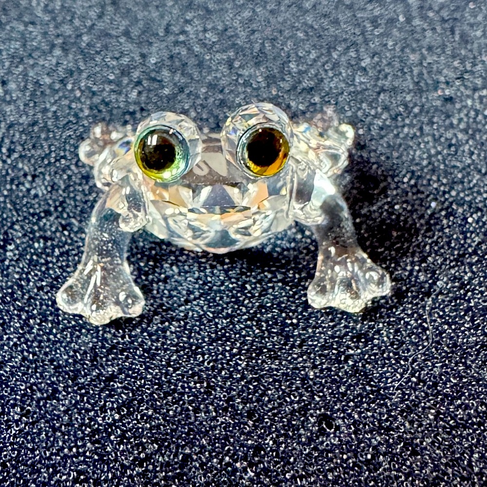 Swarovski Crystal Baby Frog Figurine with Colorful Eyes